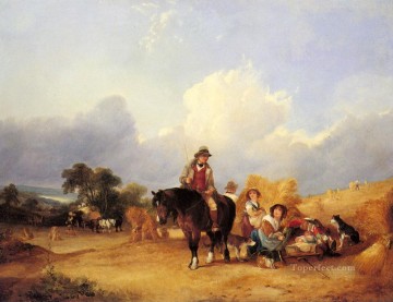Shayer Snr William Painting - Harvest Time rural scenes William Shayer Snr